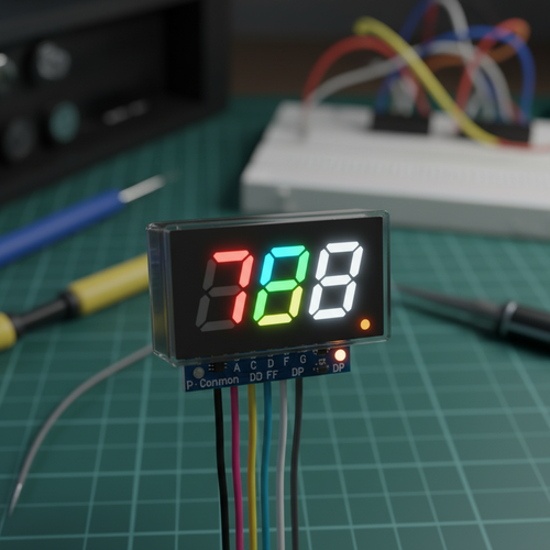 7-segment digit segments lit showing pinout and character formation