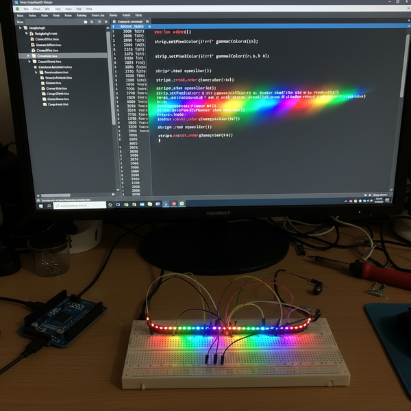 Arduino IDE with Kingbright library and rainbow LED strip animation